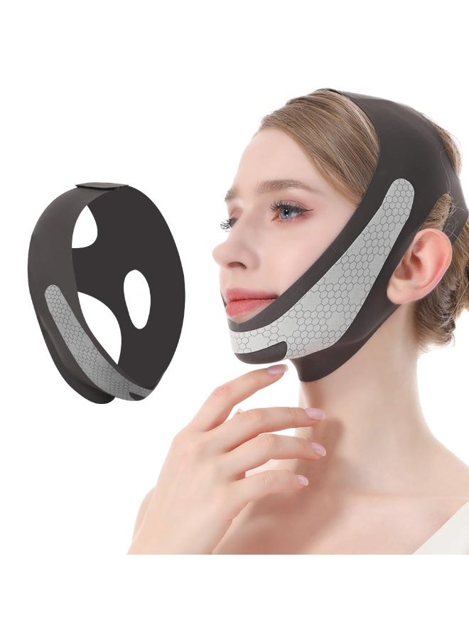 قناع رفع الوجه خط V من الجرافين، حزام رفع الوجه للنوم، حزام ذقن قابل لإعادة الاستخدام وقابل للتعديل لرفع خط الفك، أحزمة رفع الذقن المزدوج للنساء - Image 1